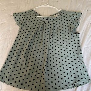 Turquoise polka dot blouse